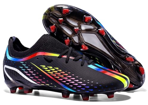 Scarpe da Calcio da Uomo e Bambino Scarpa Cinque Persone Outdoor Indoor Chiodate Scarpe da Atletica Nero 35 EU