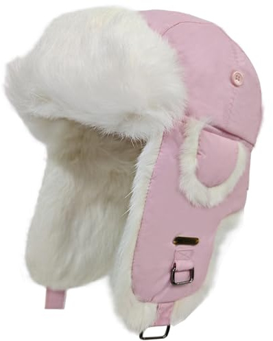 HEYANN Russian Hut Fliegermütze Herren, Kaninchenfell Ushanka Russenmütze Wintermütze Trappermütze Herren Fuzzy Winter Fellmütze mit Ohrenklappen Warme Russenmütze Mütze