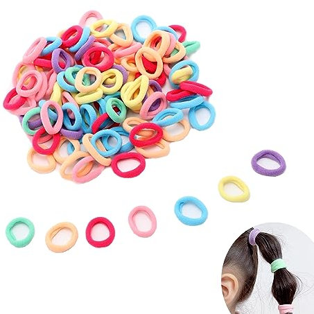 100 Stück Haargummis für Mädchen - Klein Mini Elastische Haarbänder 2cm Bunte Zopfgummis Pferdeschwanz für Kinder und Kleinkinder