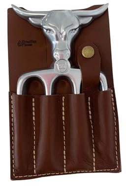 Brazilian Flame Bad Bull Gabel aus Aluminium, 4 Zähne, mit Lederscheide