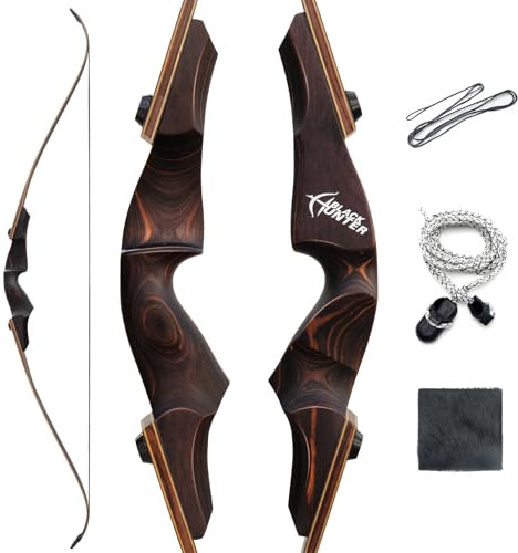 60 Zoll Black Hunter Recurvebogen Für Erwachsene Jagdschießen Bogen Rechtshand Bogen Takedown Holzbogengriff Bogen 20-60lbs (20LBS)