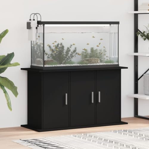 IKAYAA Aquarium Unterschrank Aquariumständer Aquariumregal Aquariumschrank Schwarz 101 x 41 x 58 cm Aquarium Stand Aquarium Tisch Aquarium Schrank Unterschrank Holzwerkstoff