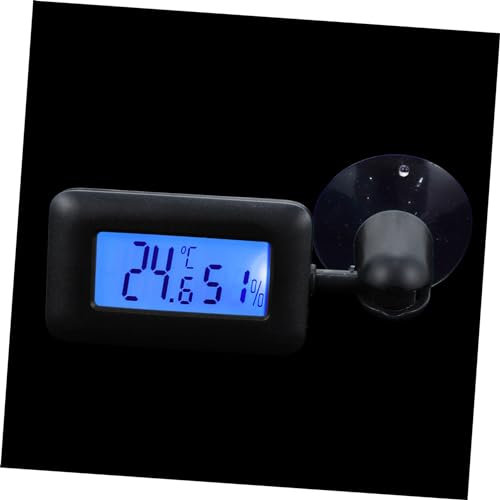 FONDOTIN Digitales Reptilien-thermometer Mit Drehbarem Saugnapf Led-nachtlicht Präzisem Temperatur Luftfeuchtigkeitsmesser Für Leopard-gecko-terrarium Und Haustierboxen Schwarzes Hygrometer