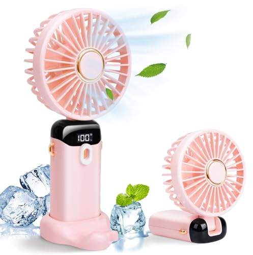 BOSONER Ventilador de Mano Mini - Ventilador Eléctrico Recargable con 5 Velocidades - Ventilador Portátil Pequeño de 4000mAh Operado con Batería - Ventilador Silencioso Personal para Viajes de