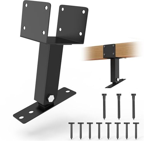 JEXALINE 1 elevador de techo de ángulo ajustable de 3.6 pulgadas para pérgola de patio de madera, se adapta a vigas de madera de 4 x 4, acabado negro
