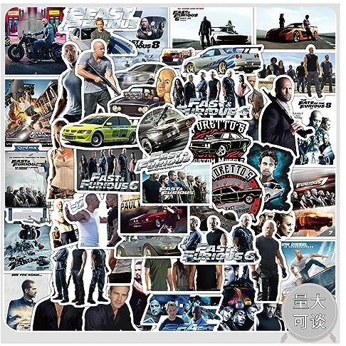 50 Stück für Fast & Furious Aufkleber Auto Laptop Telefon Gitarre Skateboard Motorrad Fahrrad Fast & Furious Stickers Set Vinyl Wasserdicht Aesthetic Aufkleber für Jugendliche Kinder Erwachsene
