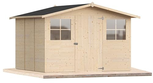 Casetta da giardino in legno per esterno 9Mq 300x300 20mm MADE IN ITALY mod. MODENA (Con Pavimento, Kit 2 Finestre Apribili)