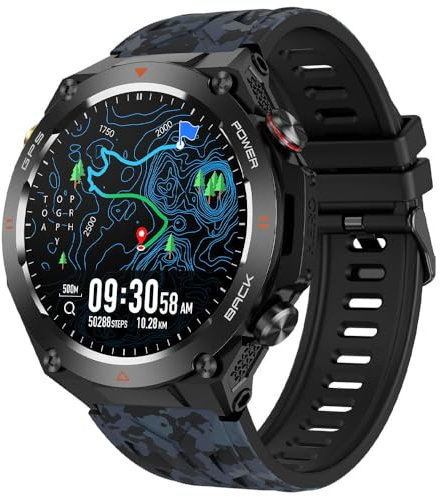 Smart Watches Men GPS Tracker Make/Answer Calls Military Smartwatch Waterproof Fitness Watch Heart Rate,Sleep,Blood Oxygen,Blood Pressure Monitor Activity Tracker Compatible with Android iOS Phone