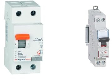 Legrand 402057E, interrupteur différentiel, 2P 40 A, sensibilité de 30 mA, classe AC, RX3 & Disjoncteur Phase + Neutre 230V DNX³ - Pouvoir de Coupure 3000A - 16A Courbe C