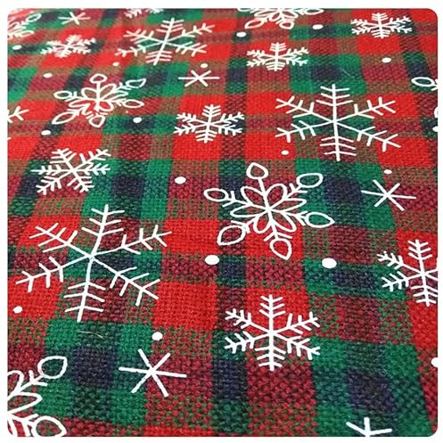 BrightGlow Tissu au mètre - Tissu de Noël à carreaux avec flocons de neige - Motif de Noël - Carrés de tissu décoratif avec motif vichy - Tissu à coudre - Tissu à carreaux - 5# 100 x 145 cm
