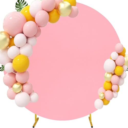 Hiseng Arche Mariage Couverture, Toiles de Fond Anniversaire Ronde en Forme d'Arche pour Fête de Mariage, Anniversaire et Prénatale Décoration 5ft 6ft 6,6ft 7,2ft (6.6FT(200CM),Rose)