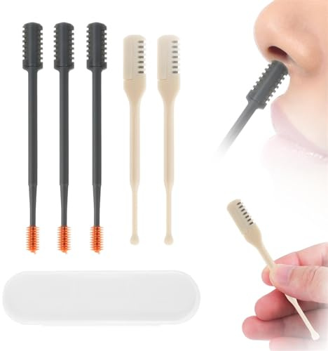 5 Piezas 2 en 1 Recortador de Vello Nasal, de Doble Cara y de Una Sola Cara Afeitadora de Vello Nasal Rotación de 360 Grados Cortador de Vello Nasal para Mujeres Hombres (Negro, Blanco)