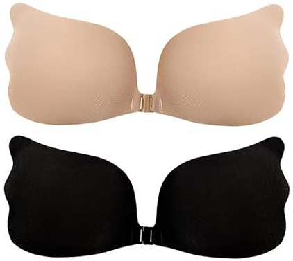 24Ersi Klebe BH, 2 Stück BH Rückenfrei,Klebe BH Push Up,Hautschützend Rückenfreier BH Geeignet für Jeden Anlass und jedes Outfit (B)