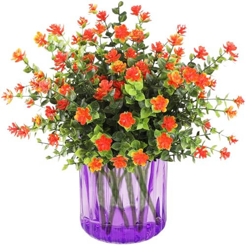 astylishome Flores artificiales para tumbas, arreglos florales de seda roja, centros de mesa de flores sintéticas, decoración realista para mesa de café y comedor, ideal para decoración de tocador y