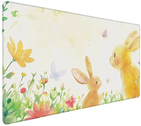 Gaming Mauspad XXL 800x300x3 mm Groß Mousepad Gelb Schreibtischunterlage Blume Mouse Pad mit rutschfeste Gummibasis, Vernähte Kanten Design Wasserdicht Mouse Pad für PC Gaming Zubehör, Geschenk Z-930