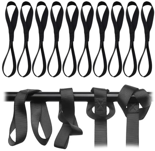 NHPY 14 Stück Doppelschlaufen Zurrschlaufen 100kg Belastbarkeit Schlaufen Spanngurte 295x25 mm Gurtschlaufen Nylon Schwarz Zurrgurt für Auto Motorradtransport Fahrräder Strandmotorräder Camping