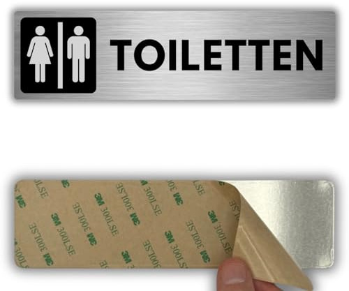 LEIASA | Schild Herren Damen WC - 5x18 cm - Aluminium - Gemischte Toilette | Unisex Aufkleber Bad, Türschild Sanitärraum Symbol, Piktogramm für Beide Geschlechter, Hinweisschild Unisex Waschraum