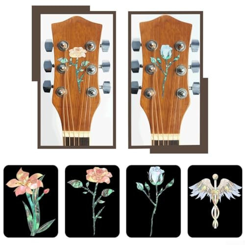 Verbessern Sie den visuellen Reiz Ihrer Gitarre, personalisierter Gitarrenhals-Aufkleber, verschiedene Optionen (rote Rose)