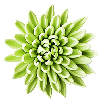ALANIZ Wandkunst aus Keramik, Wandblume aus Keramik, künstliche, handgefertigte grüne Chrysanthemen-Blumenskulptur aus Keramik, 3D-Wandkunst, Dekoration for Zuhause, Büro, Hochzeitsgeschenk, 13 cm