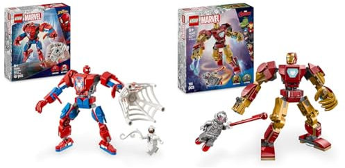 LEGO Marvel Spider-Man Mech vs. Anti-Venom + Iron Man Mech vs. Ultron Bundle Super Hero Figure Building Toy Imaginative Role Play 76308 + 76307