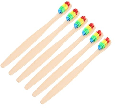BESTYASH Bambuszahnbürsten und Ergonomischem Design für Erwachsene 6 Stück-pack Biologisch Abbaubar mit Weichen Borsten aus Bambus für Reisen und Camping
