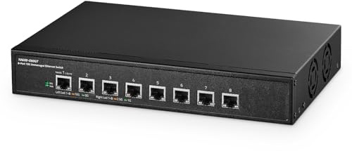 Binardat Commutateur 10 Gigabit non géré 8 ports, 8x10G RJ45 Ethernet, supporte 1G/2.5G/5G/10G, 160Gbps de bande passante, commutateur réseau de bureau en métal|à montage en rack