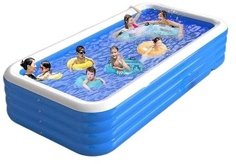 Piscine Enfant,Piscine Gonflable Grande pataugeoire gonflable avec pompe, pataugeoire gonflable surdimensionnée et épaisse for adultes et enfants, grande pataugeoire familiale for jardin(2.6Four layer