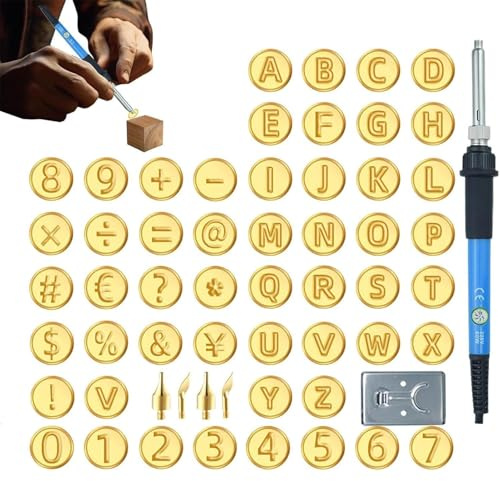 Werkzeuge für Brandmalerei auf Holz - Brandmalerei-Set mit alphabetischen Zeichen | Alphanumerische Vorlagen, Stift mit einstellbarer Temperatur für Handwerk, Gravieren und Embossing