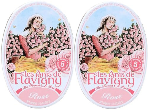 Anis de Flavigny – Bonbons authentiques à l'anis 2 boites ovales gout Roses | 2 x 50 gr de Plaisir artisanal