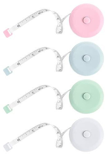 4 Pcs Maßband, Maßband Körper 150 cm/60Inch Doppelseitiges Einziehbares für Brust, Taille, Nähen & Längenmessung