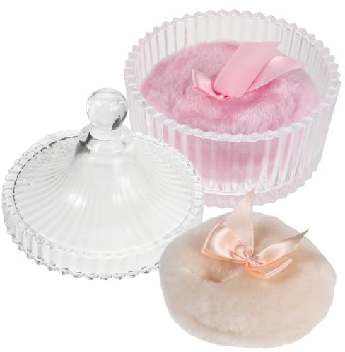 Healvian Borla de Polvo Corporal para Bebés con Recipiente de Vidrio y Asa Aplicación Delicada y Cuidado Detallado 1 Set