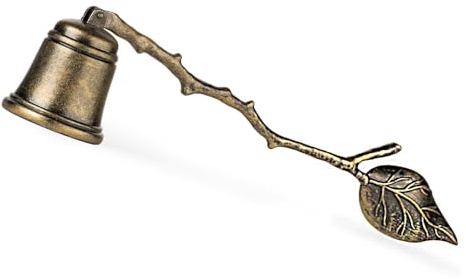 WVOPIAHY Vintage Kerzenlöscher mit Blattdesign, 20cm, Antikgold-Optik, Ø 3,5cm Glocke für Geschenke Kerzenlöscher für die meisten Kerzen