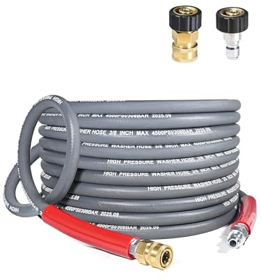 Coyardor 3/8″ Pressure Washer Hose 35 FT — 4500 PSI Steel-Braided Non-Marking Rubber | For Hot & Cold Water, Quick-Connect With M22 Fittings, Industrial-Grade Replacement for Gas Pressure Washers