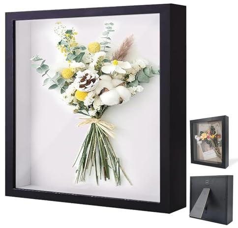 Cadre Photo 3D, Cadre Photo Profond à Remplir 30 x 30 cm, avec Plaque Acrylique Transparente, Cadre Objet 3D Profond 3cm, Cadre Stéréoscopique Carré, pour Photos, Bouquets, œuvres d'art DIY