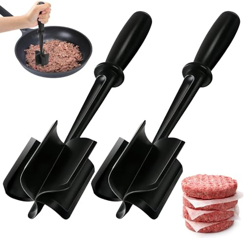 lomdung 2 Piezas Picadora y Machacadora de Carne, Picadora Carne Resistente Calor, Triturador de Hamburguesas Mejorado, 5 Cuchillas Curvadas Antiadherentes, para Hamburguesas, Carnes Molida