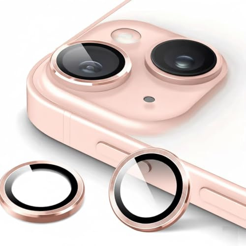 KK KENIK Camera Lens Protector For iPhone 13/13 Mini, Ring Design, 9H Tempered Glass, Waterproof, Scratch-proof For iphone 13/13 Mini Camera Lens Protector (Rosegold Colour)