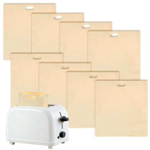 A5 Toaster Bags, 8PCS Heat-Resistant Reusable Toastie Bags for Toaster, Toasted Sandwich Bags for Grilled Cheese Sandwiches Pizza Panini, Toaster Pockets for Microwave Grill Oven