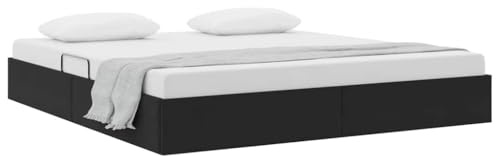 XHNIFBN Schwarzes Samt Storage-Bett 180x200 cm mit Kunstledermatratze und integriertem Stauraum, Robustes Metallgestell, modernes Design, für Schlafzimmer & Gästebett