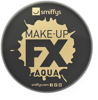Smiffys Make-Up FX, Aqua Gesichtsund Körperfarbe, Schwarz, 16ml, Wasserbasierend Halloween