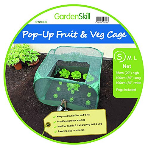 GardenSkill Gewächshaus Pop-Up mit Insektennetz 100x75cm Hoch - Feinmaschiges Schutznetz Pflanzenzelt für Tomaten - Schneller Vogelschutz Hagelschutz für Erdbeeren, Salat, Kräuter - 100x100x75cm