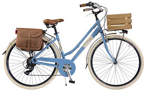 Via Veneto by Canellini - Damen-Citybike im Vintage-Stil, aus Aluminium - mit Korb, hellblau