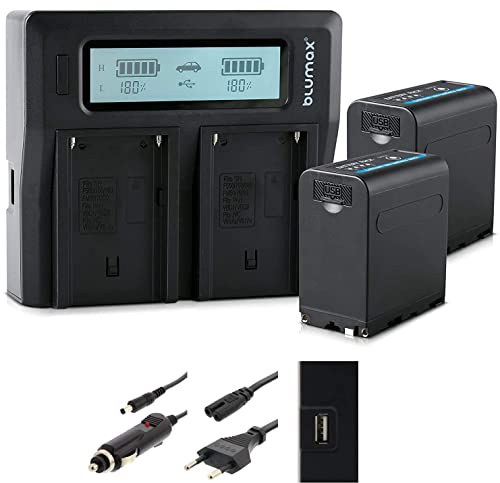 Blumax 2X Akku für Sony NP-F980 7850mAh USB + Ladegerät