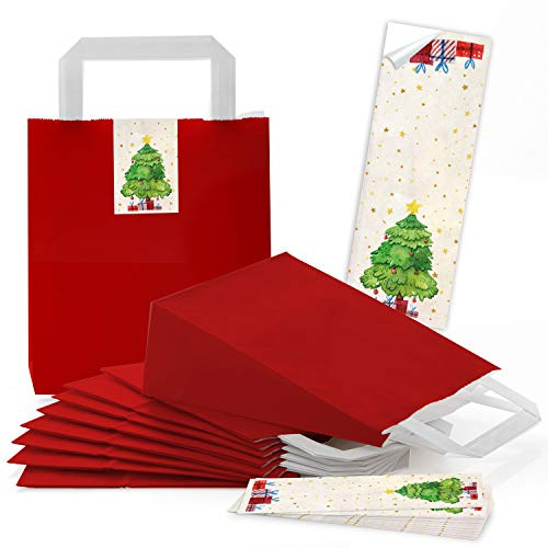 Logbuch-Verlag 100 Weihnachtstüten rot grün weiß - Geschenktasche mit Henkel 18 x 8 x 22 cm - Weihnachten Geschenke verpacken