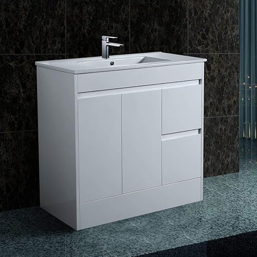 900mm Freestanding Bathroom Vanity Unit with Basin Bathroom Cabinet Storage Unit Waterproof Cupboard Furniture Ceramic Sink 2 Drawers Floor Standing Bathrooms Basin Vanity Units