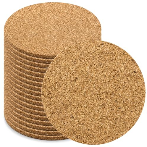 com-four® 18x Sottobicchiere in sughero per bevande, sottobicchiere rotondo | Ø 10 x 0,3 cm