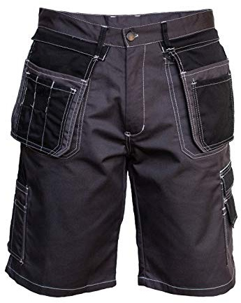 3Kamido Solide kurze Arbeitshosen Herren, Arbeitshosen manner kurz, professionelle Arbeitsshorts, Strapazierfähige, Arbeitshose kurz herren mit vielen Taschen, Gartenhose Reflektierende Elemente 60-62