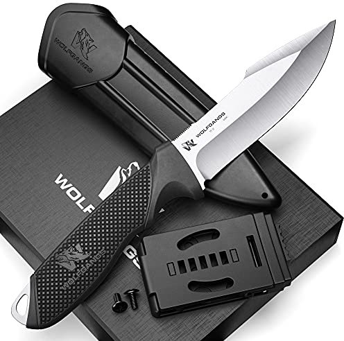 ODENWOLF W2 Outdoor Messer feststehende Klinge - Inkl. Scheide - Ideales Jagdmesser aus einem Stück D2 Stahl gefertigt - Premium Survival Messer - Perfektes Bushcraft Messer Outdoor