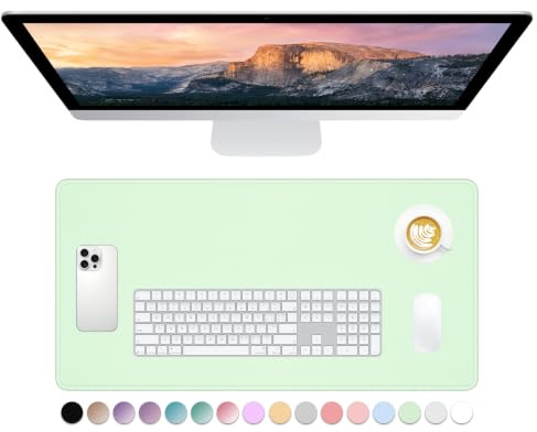Dapesuom Large Mouse Pad, Extended Gaming Mouse Mat with Stitched Edges, Full Size Desk Mats with Non-Slip Base, Computer Big Desktop Keyboard Pad for Gamer, Laptop, Office, 23.6 x 11.8 In, Lake Green