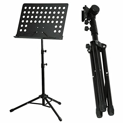 Sheet Music Stand, Heavy Duty Fully Height Adjustable Metal Music Stand Foldable Orchestral Conductor Stand with Tripod Base Retractable 50-150cm for Projector Laptop Book Stand