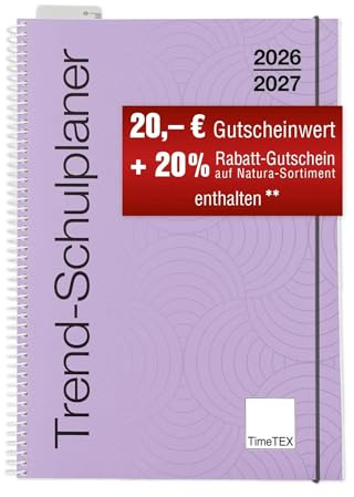TimeTEX Trend-Schulplaner A4 Flieder - Ringbuch - Schuljahr 2026-2027 - Lehrerkalender - Unterrichtsplaner - TimeTEX 10583